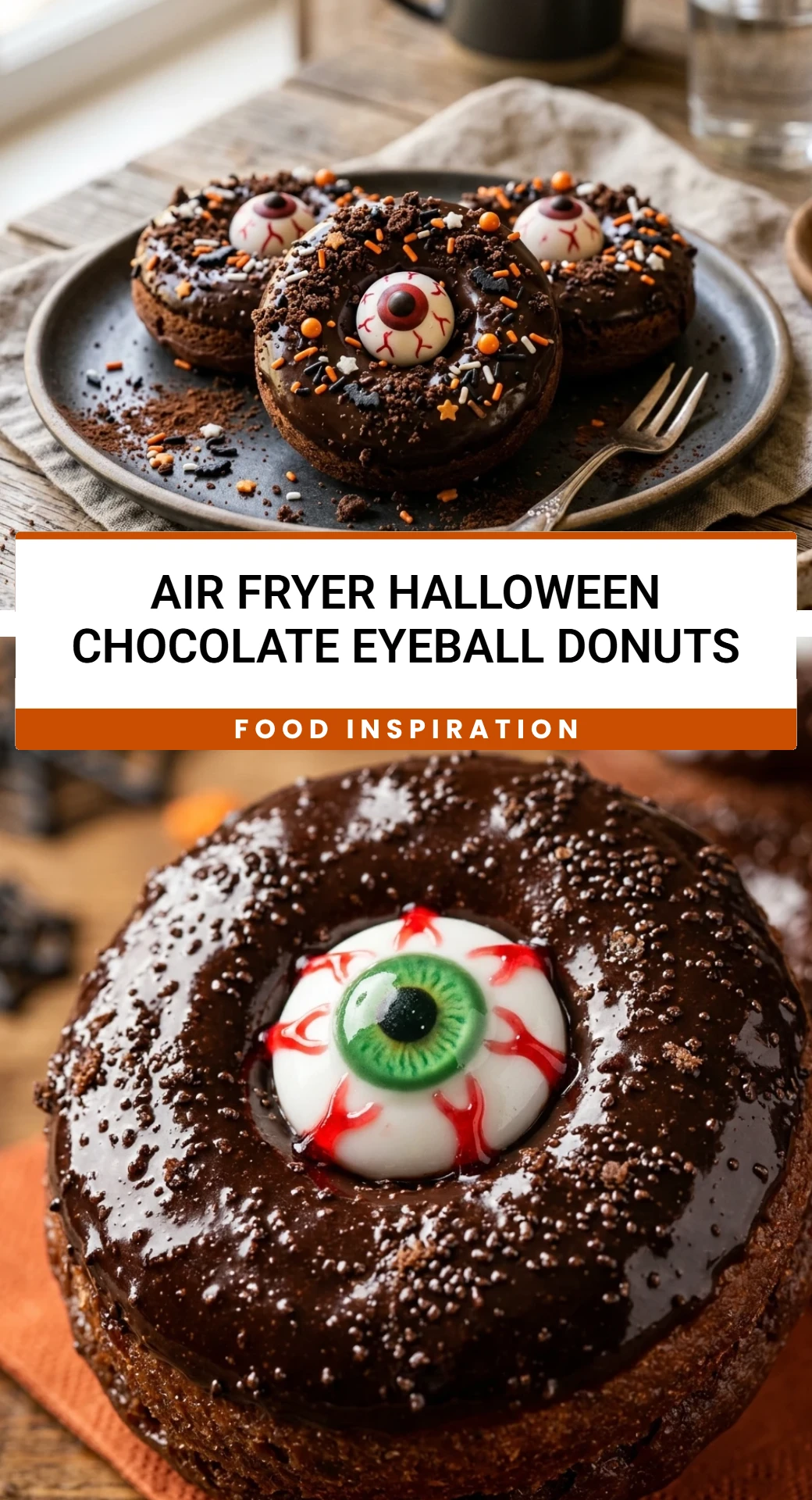 Air Fryer Halloween Chocolate Eyeball Donuts