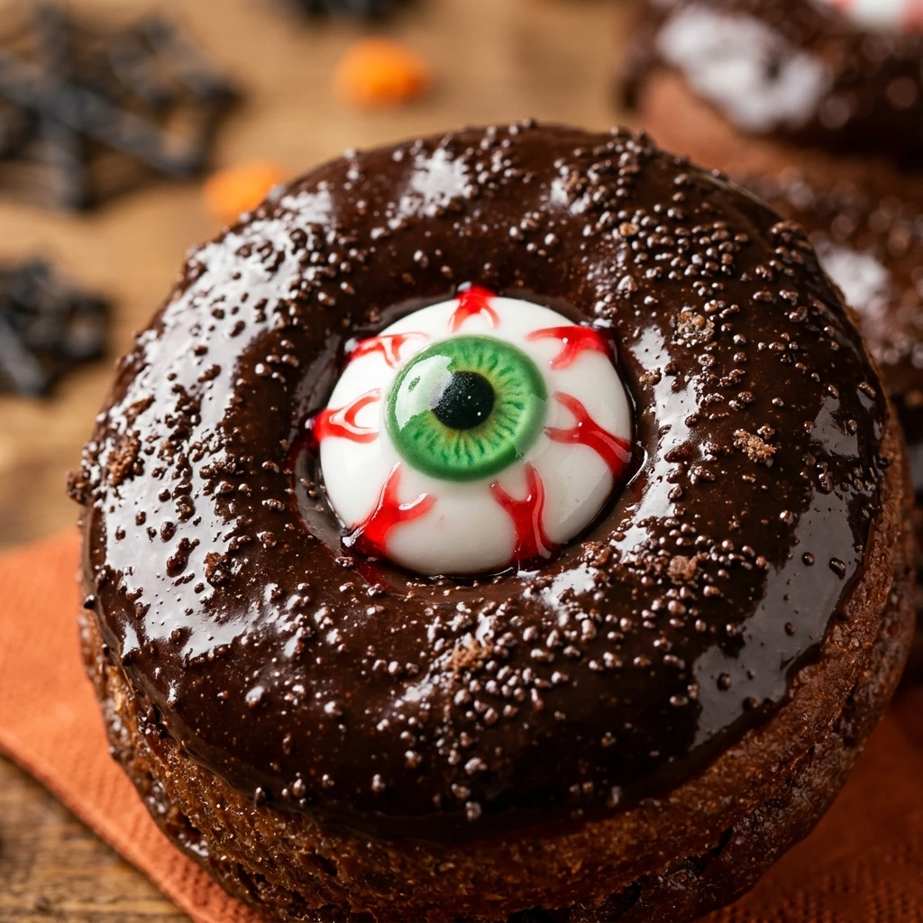Air Fryer Halloween Chocolate Eyeball Donuts