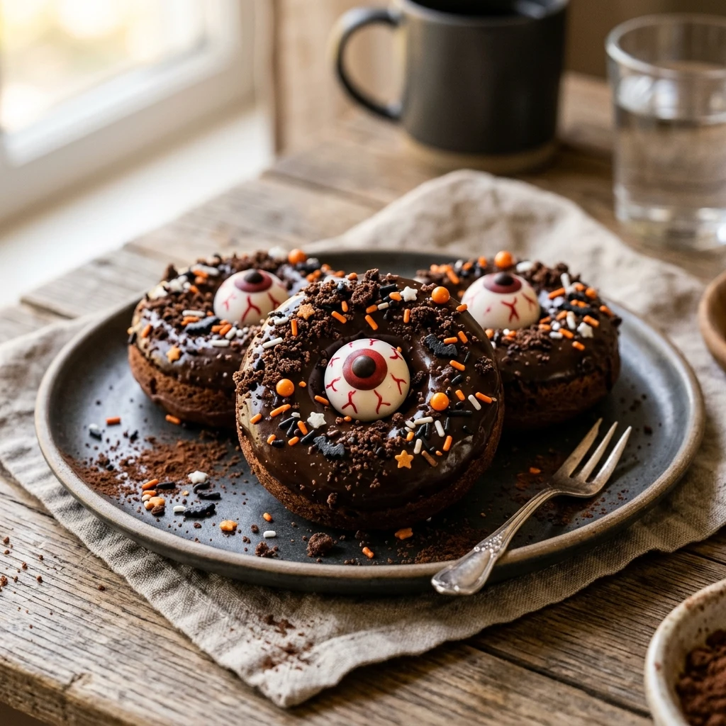 Air Fryer Halloween Chocolate Eyeball Donuts