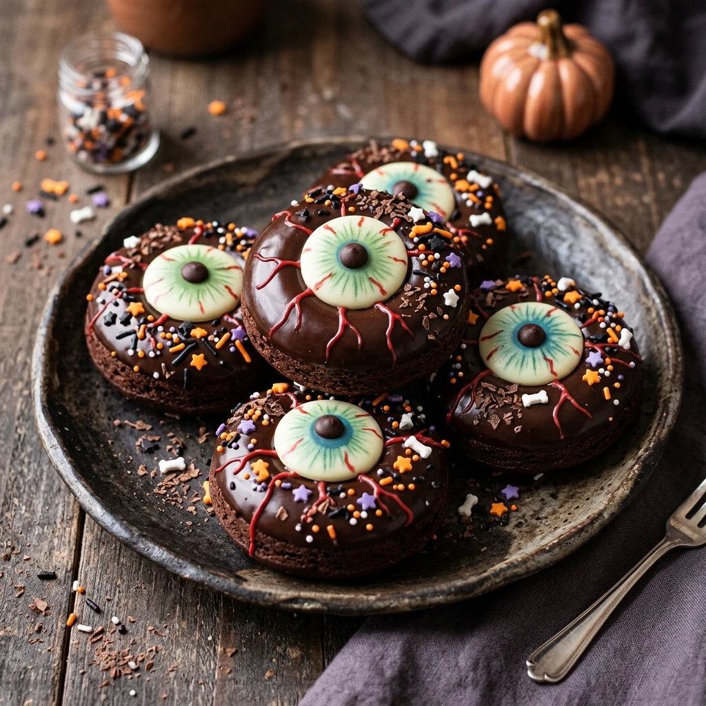 Air Fryer Halloween Chocolate Eyeball Donuts