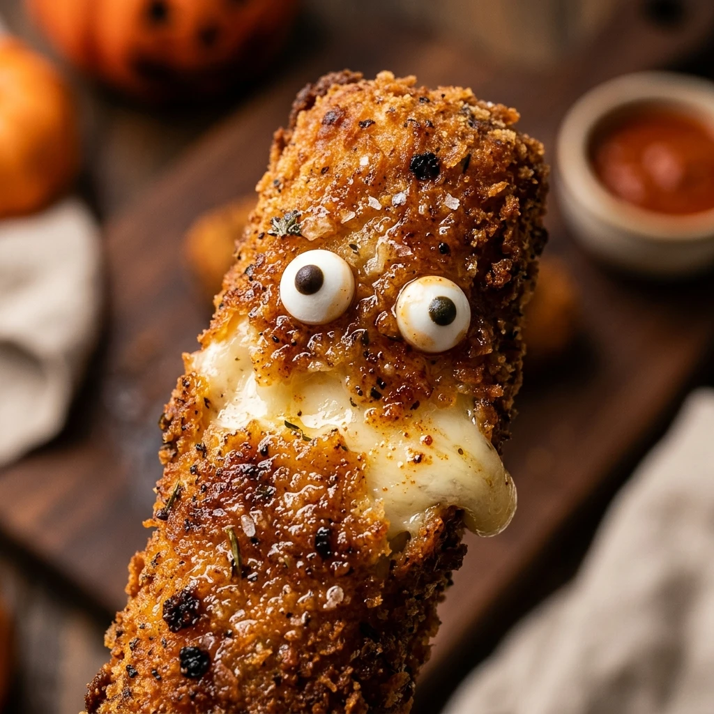 Air Fryer Halloween Monster Mozzarella Sticks