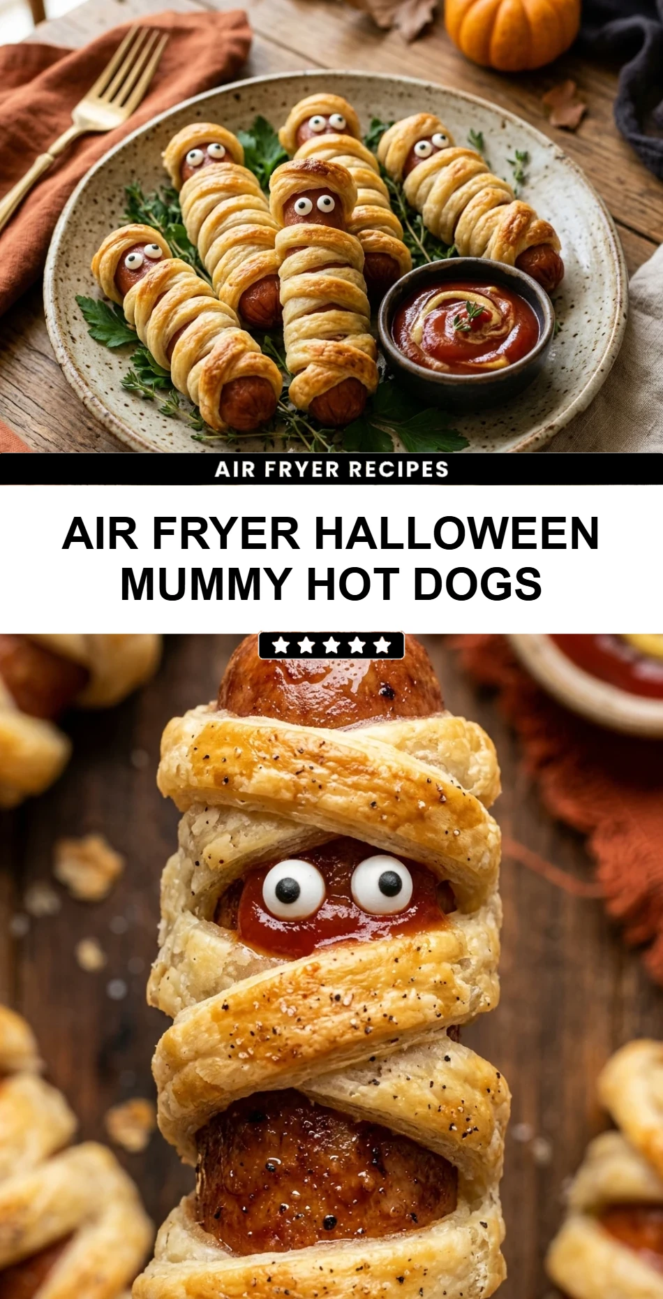 Air Fryer Halloween Mummy Hot Dogs