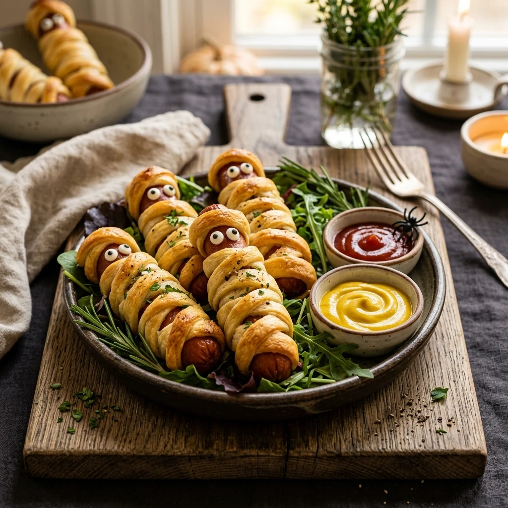 Air Fryer Halloween Mummy Hot Dogs