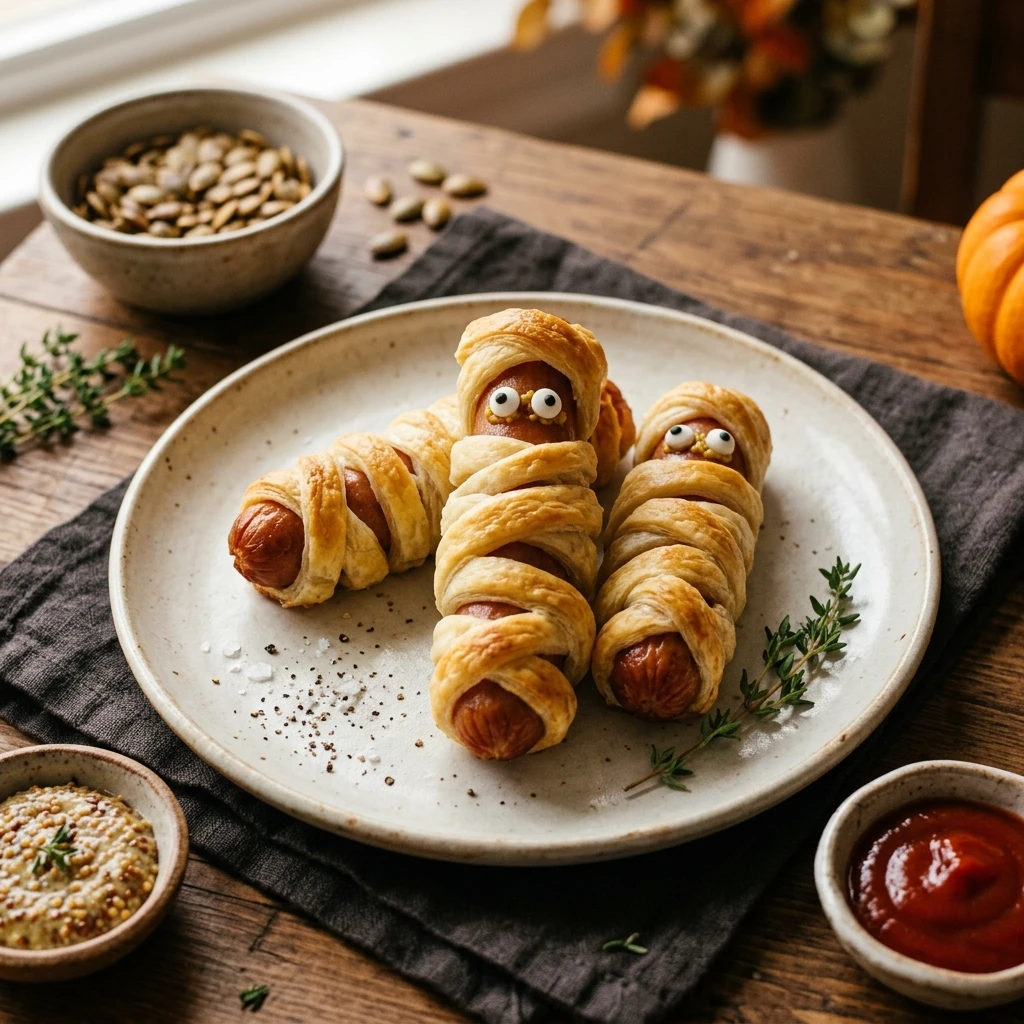 Air Fryer Halloween Mummy Hot Dogs