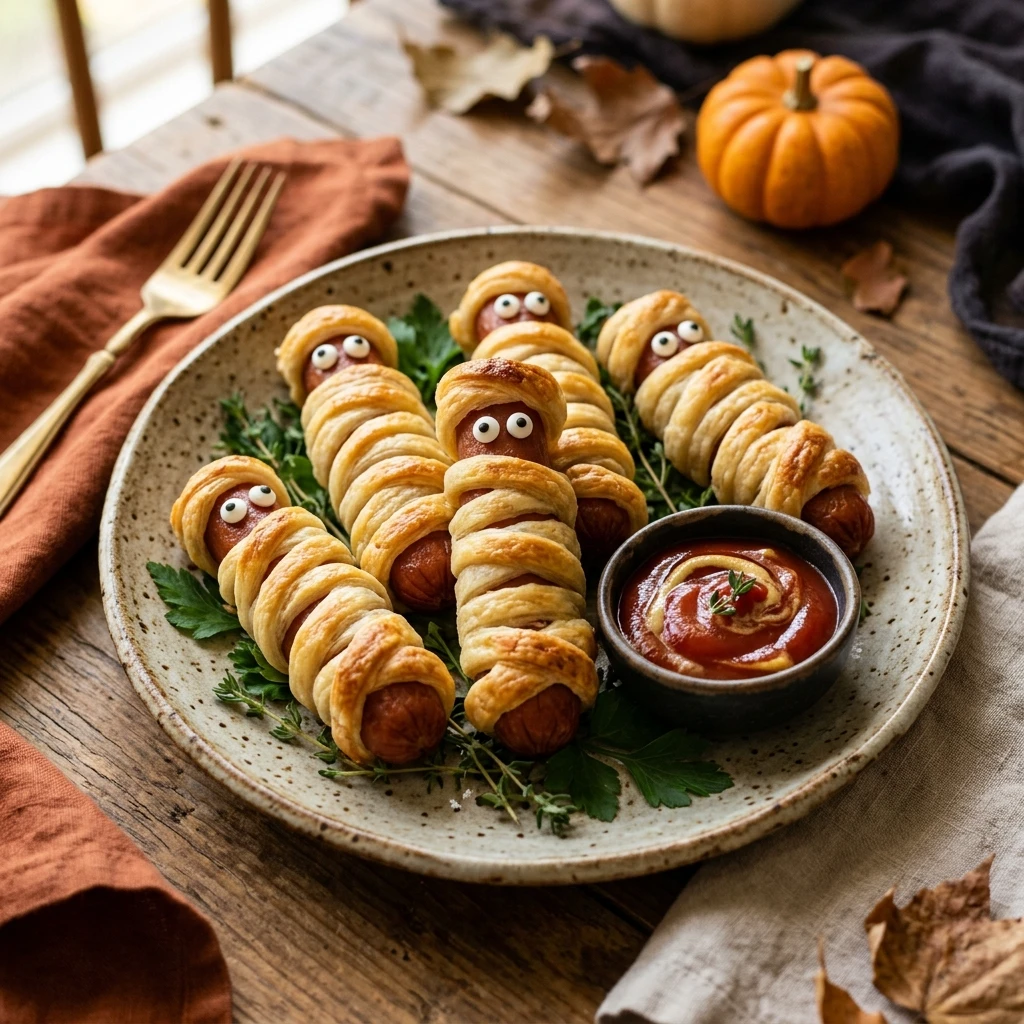Air Fryer Halloween Mummy Hot Dogs