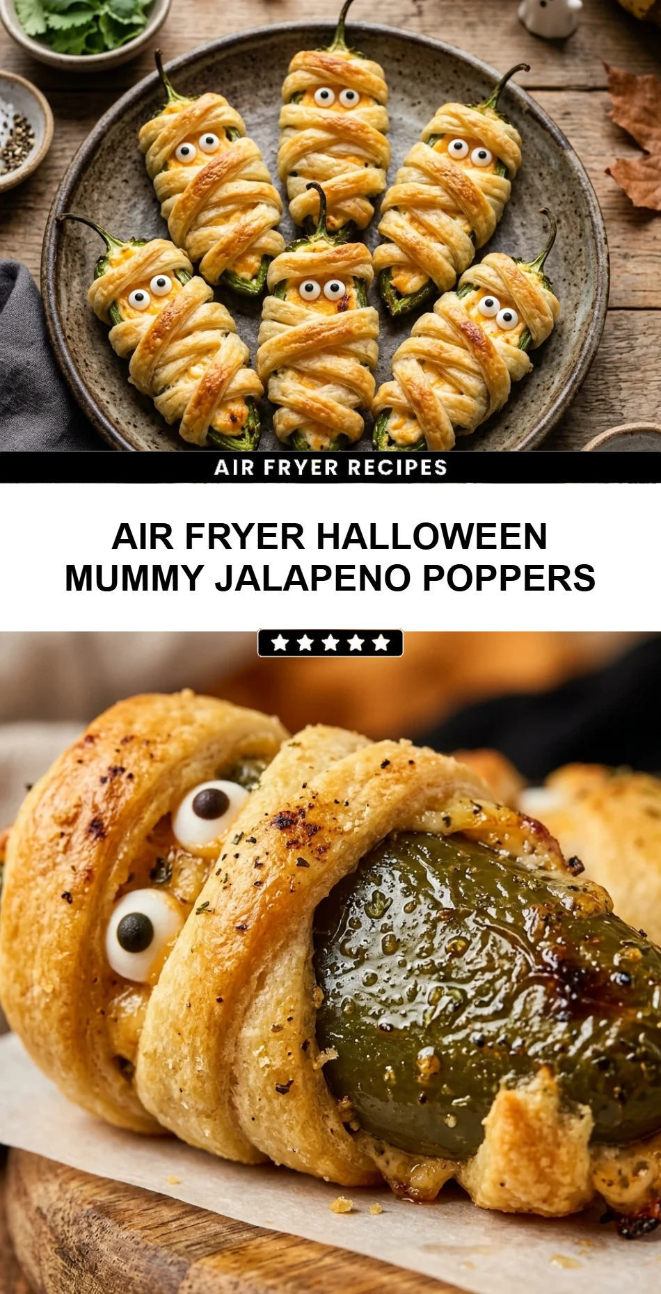 Air Fryer Halloween Mummy Jalapeno Poppers