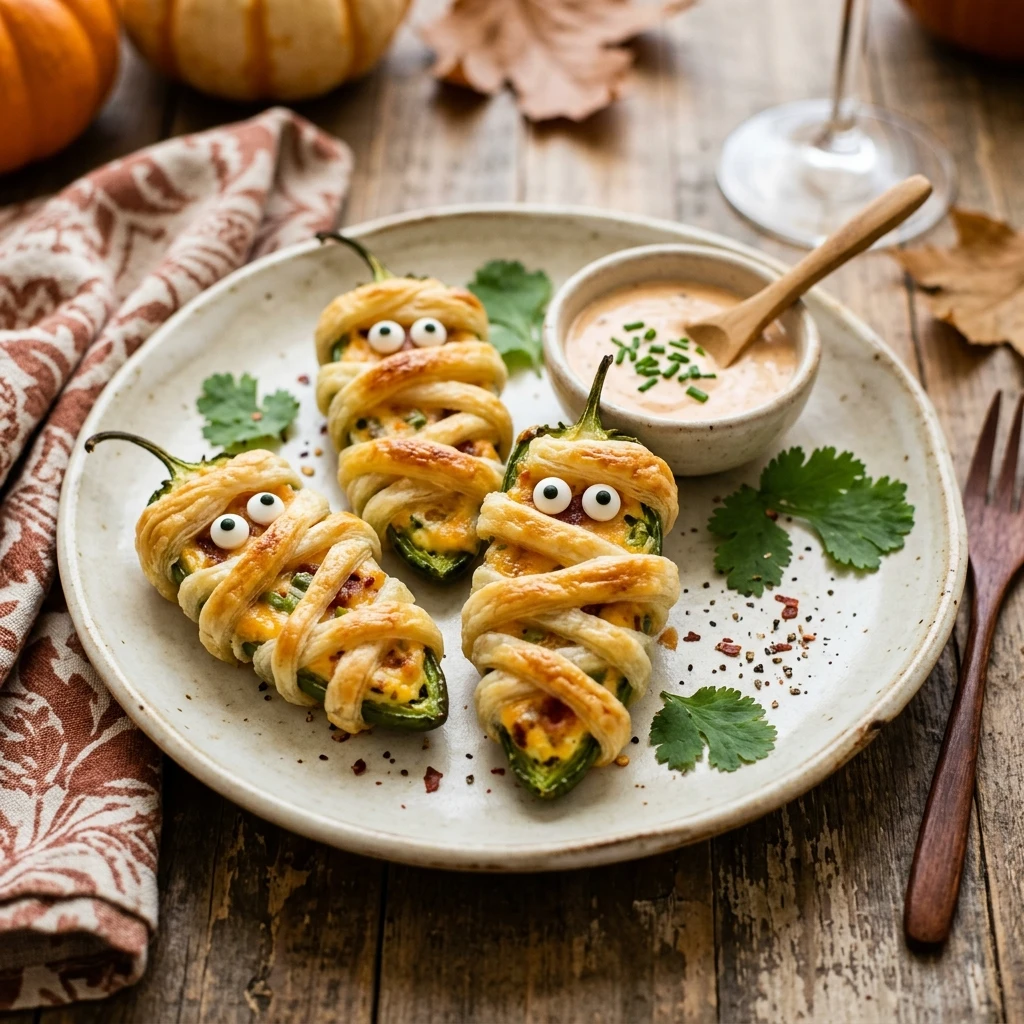 Air Fryer Halloween Mummy Jalapeno Poppers