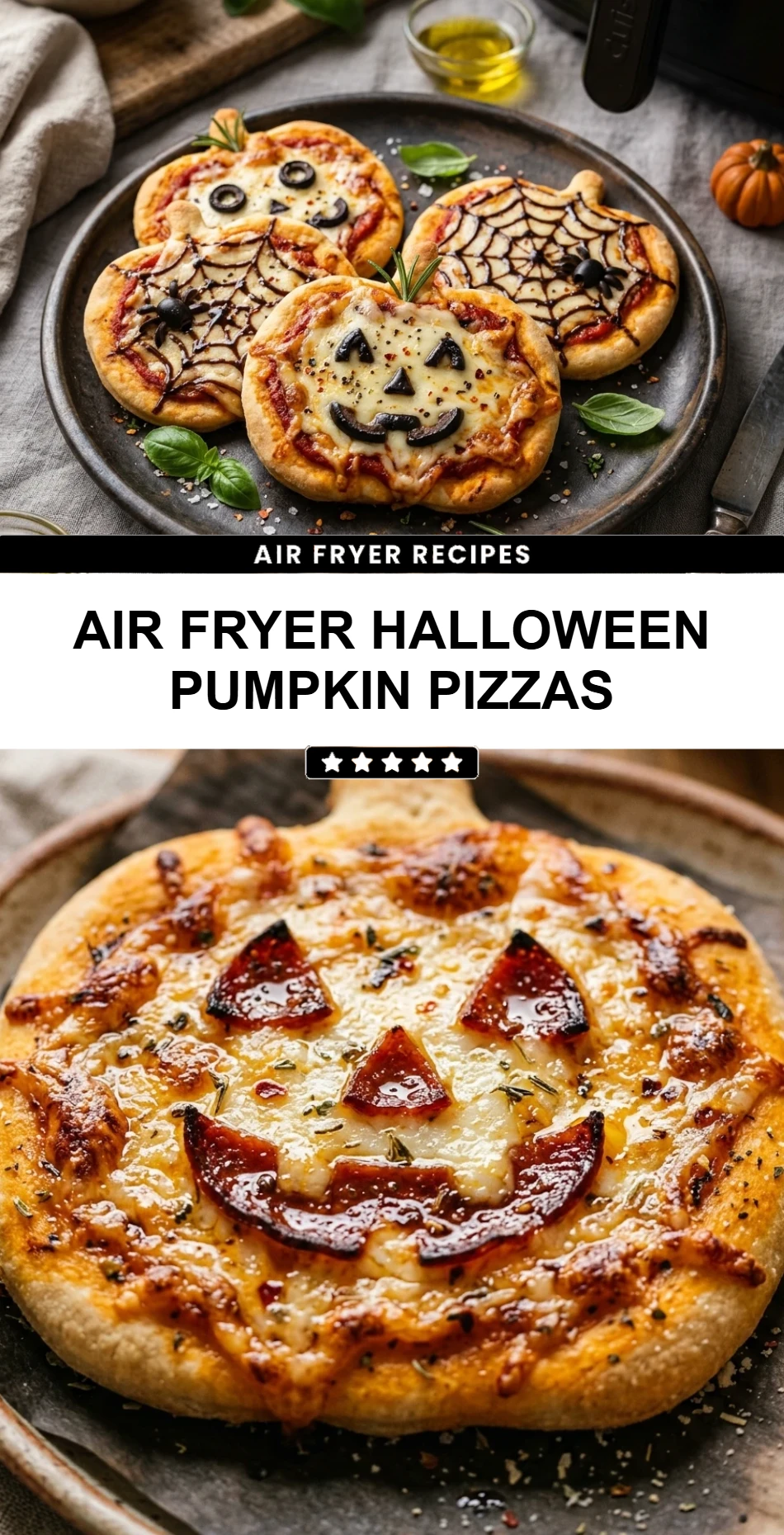Air Fryer Halloween Pumpkin Pizzas