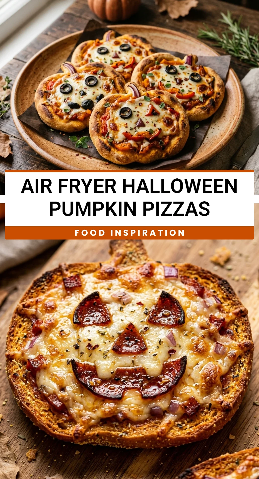 Air Fryer Halloween Pumpkin Pizzas
