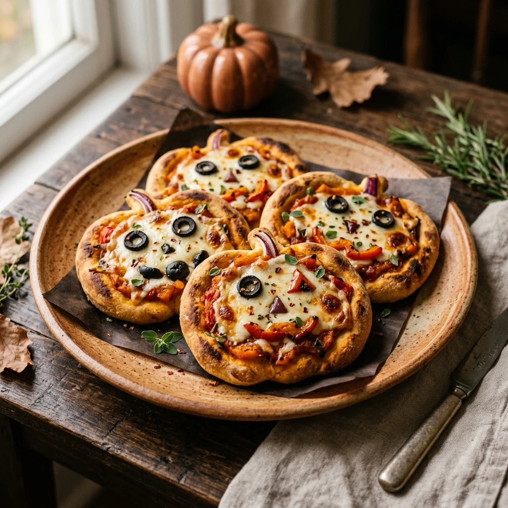 Air Fryer Halloween Pumpkin Pizzas