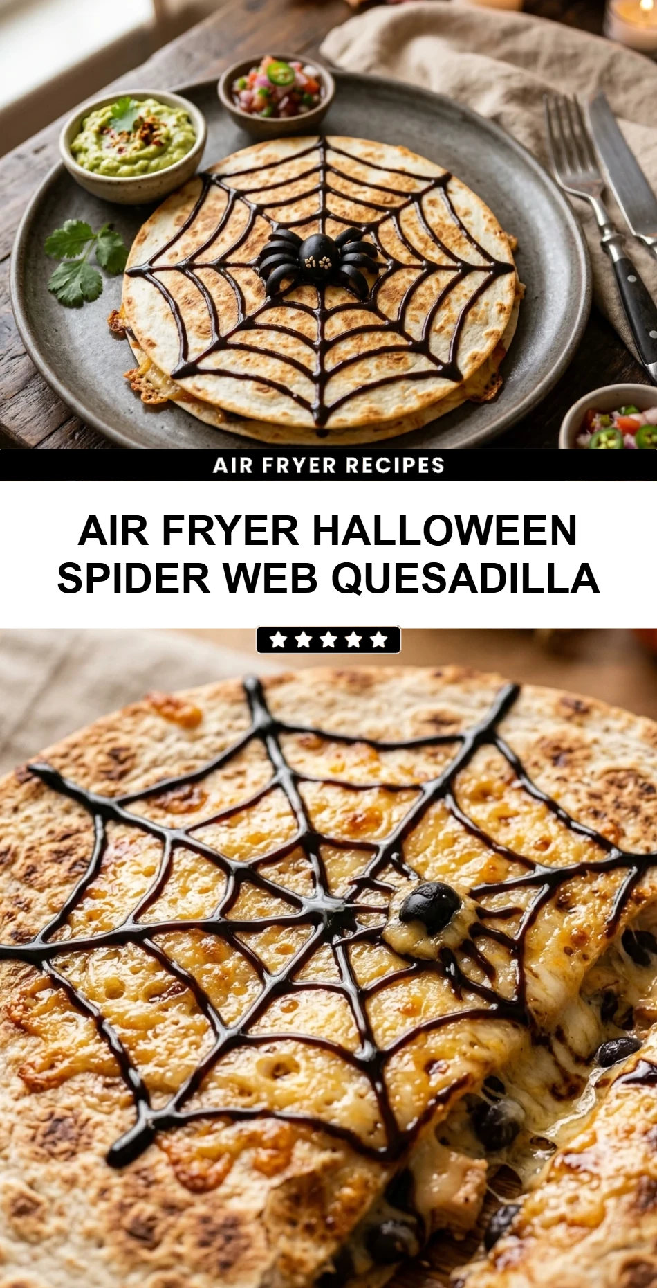 Air Fryer Halloween Spider Web Quesadilla