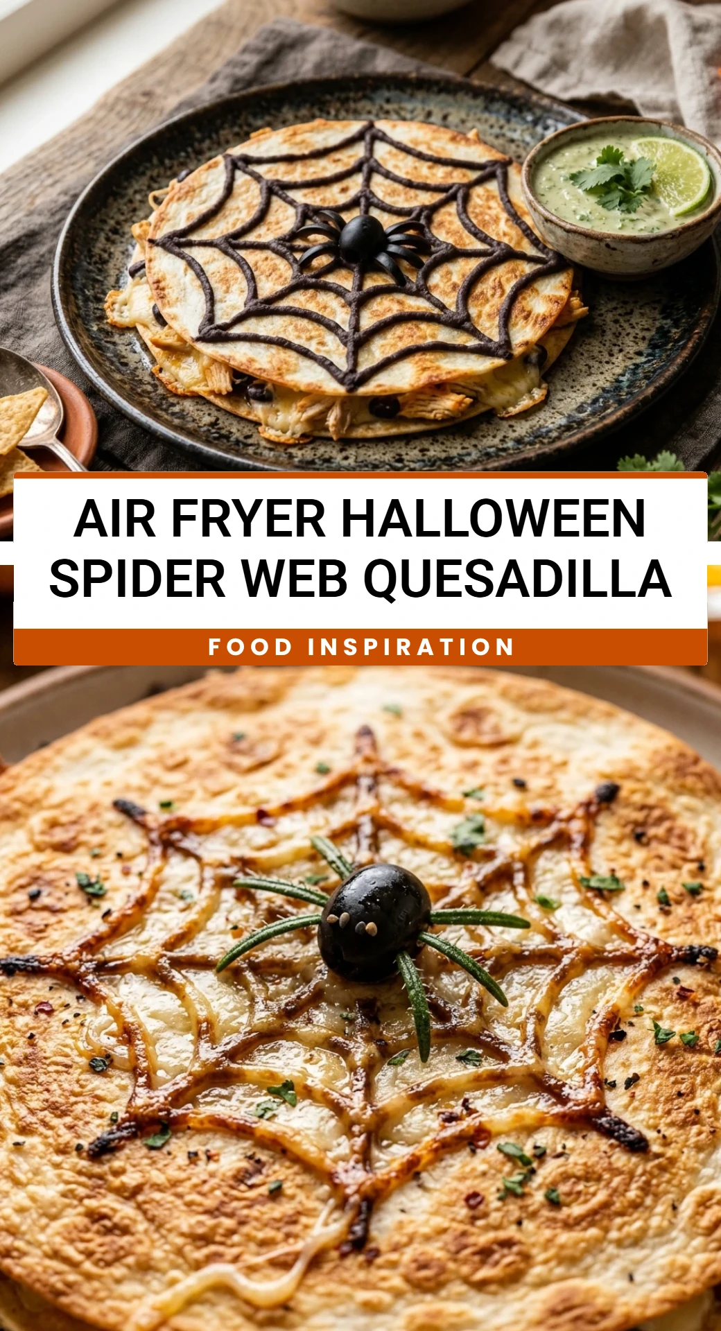 Air Fryer Halloween Spider Web Quesadilla