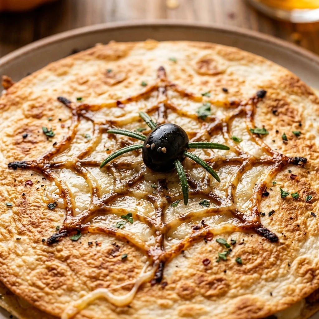 Air Fryer Halloween Spider Web Quesadilla