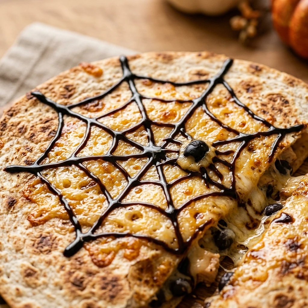 Air Fryer Halloween Spider Web Quesadilla