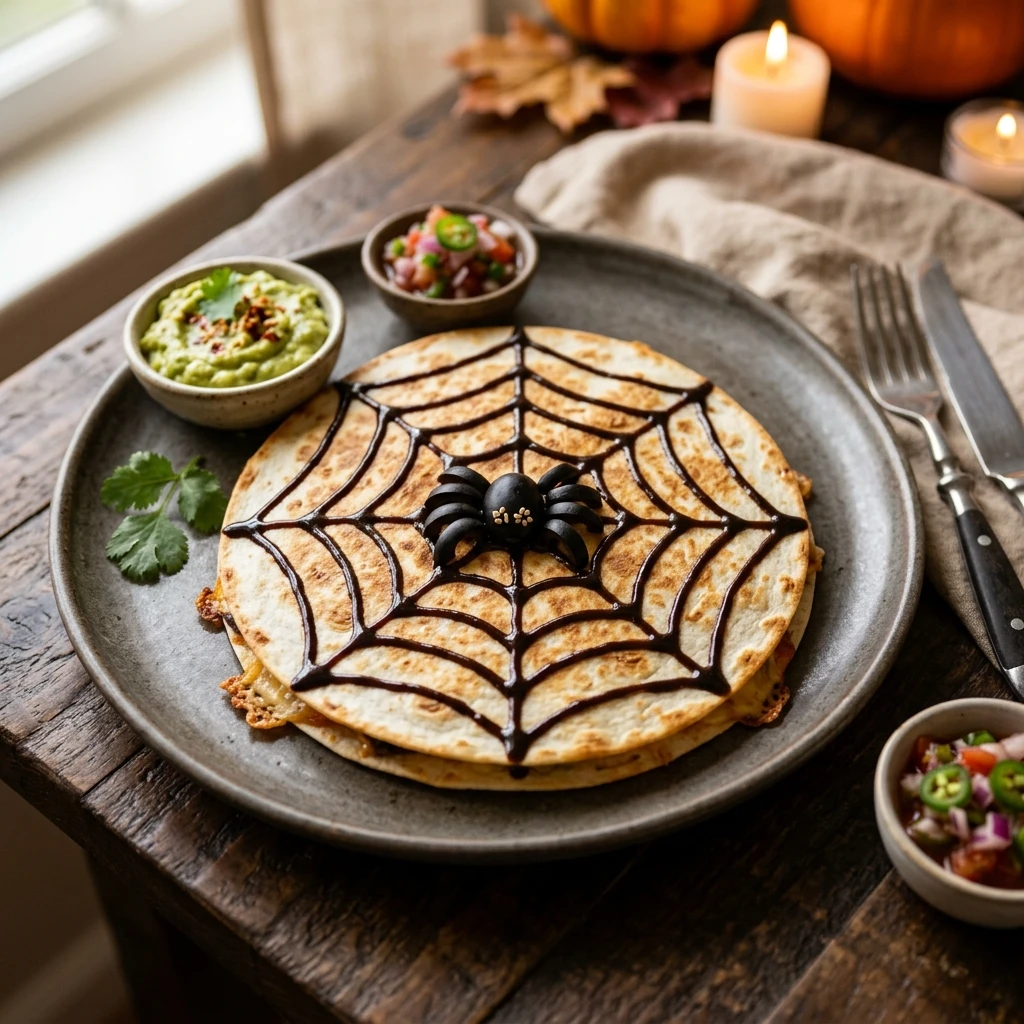 Air Fryer Halloween Spider Web Quesadilla