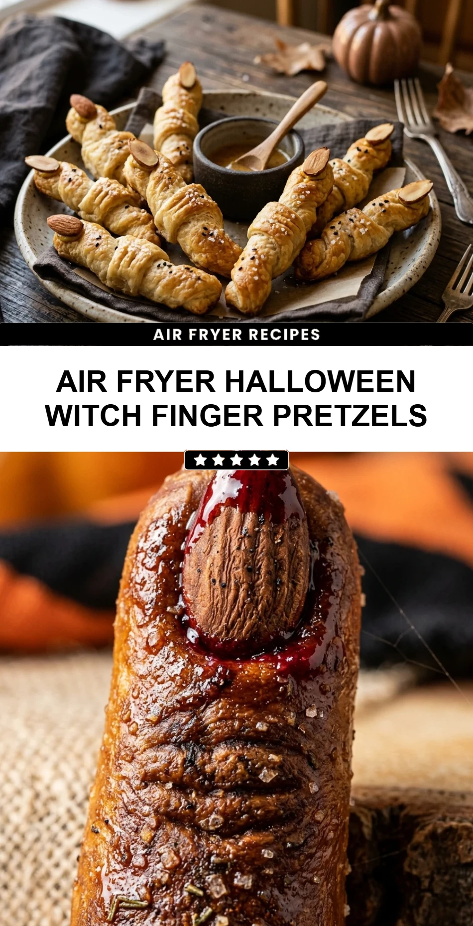 Air Fryer Halloween Witch Finger Pretzels