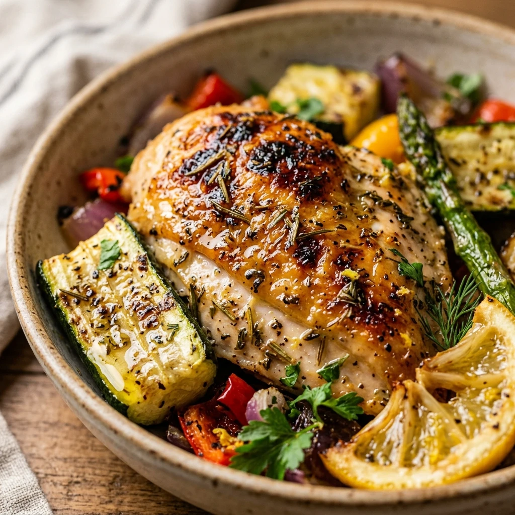 Air Fryer Lemon Herb Chicken and Veggies