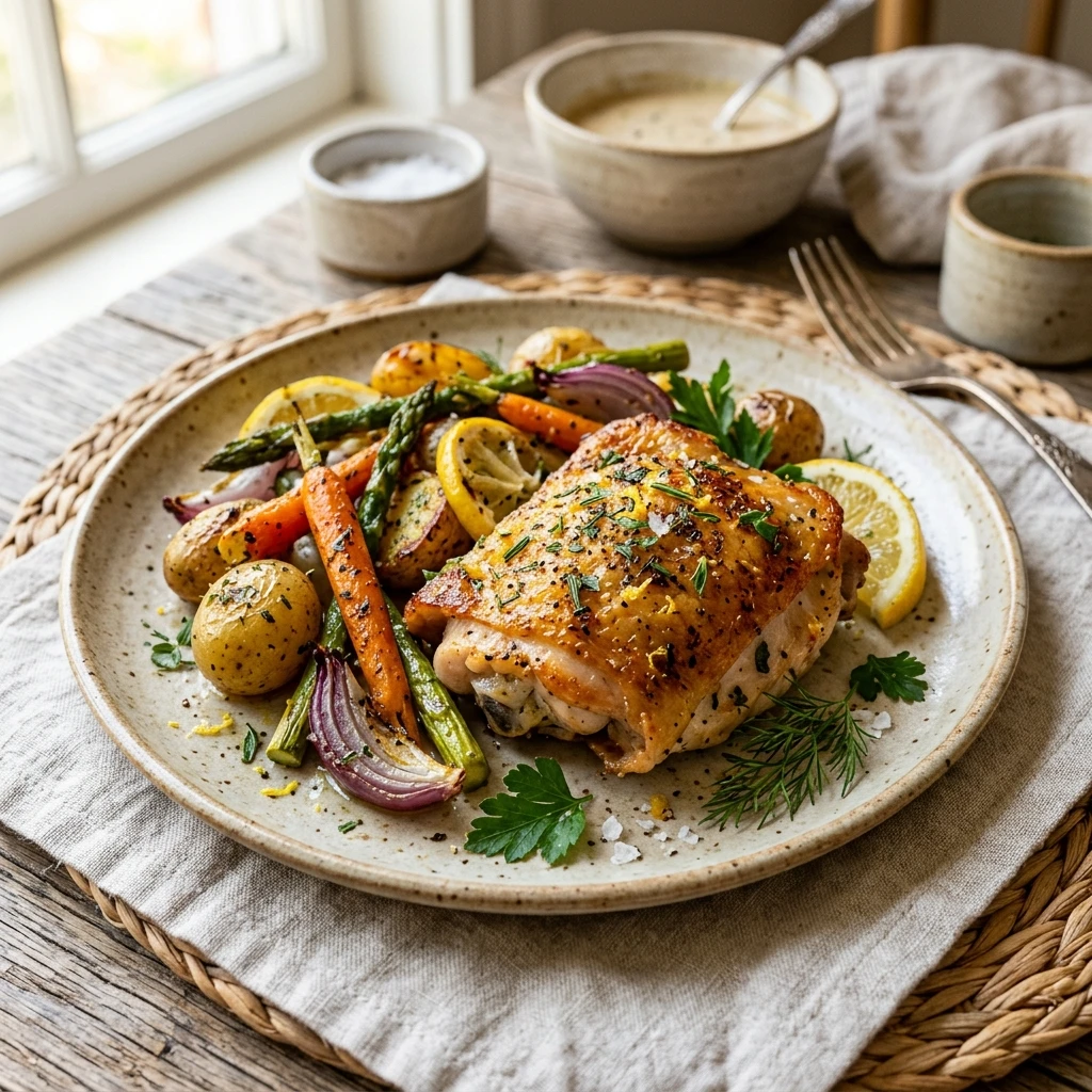 Air Fryer Lemon Herb Chicken and Veggies