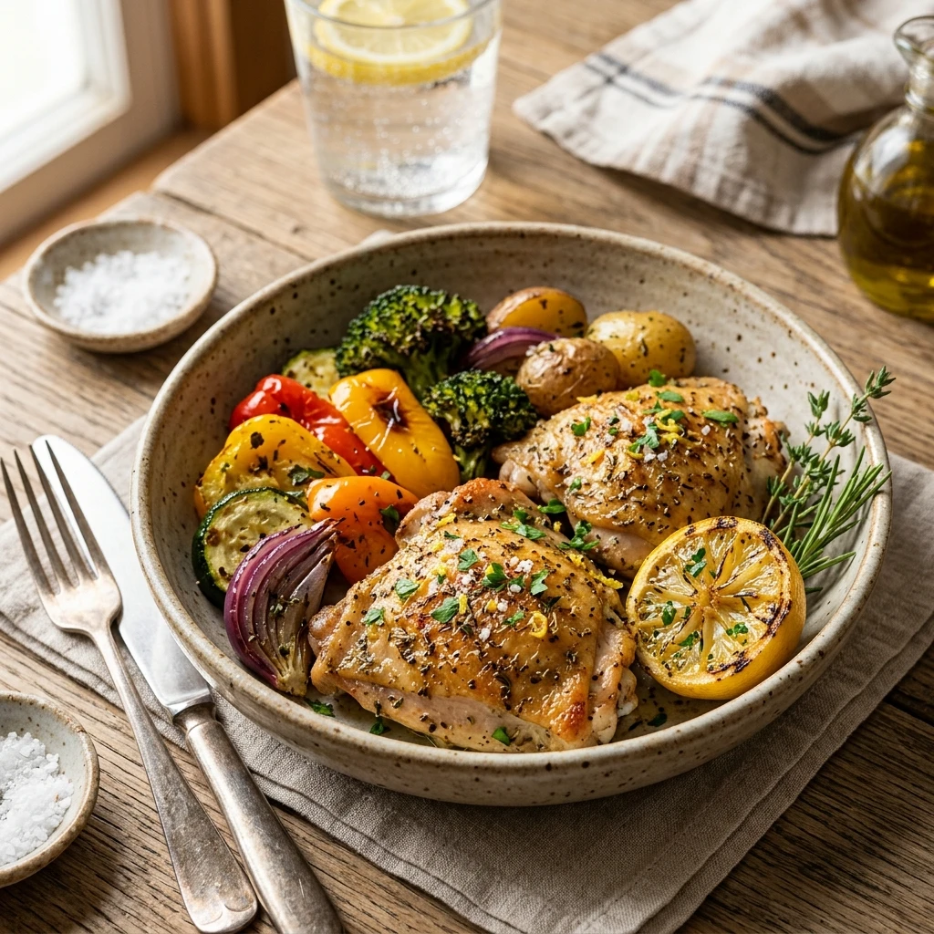 Air Fryer Lemon Herb Chicken and Veggies