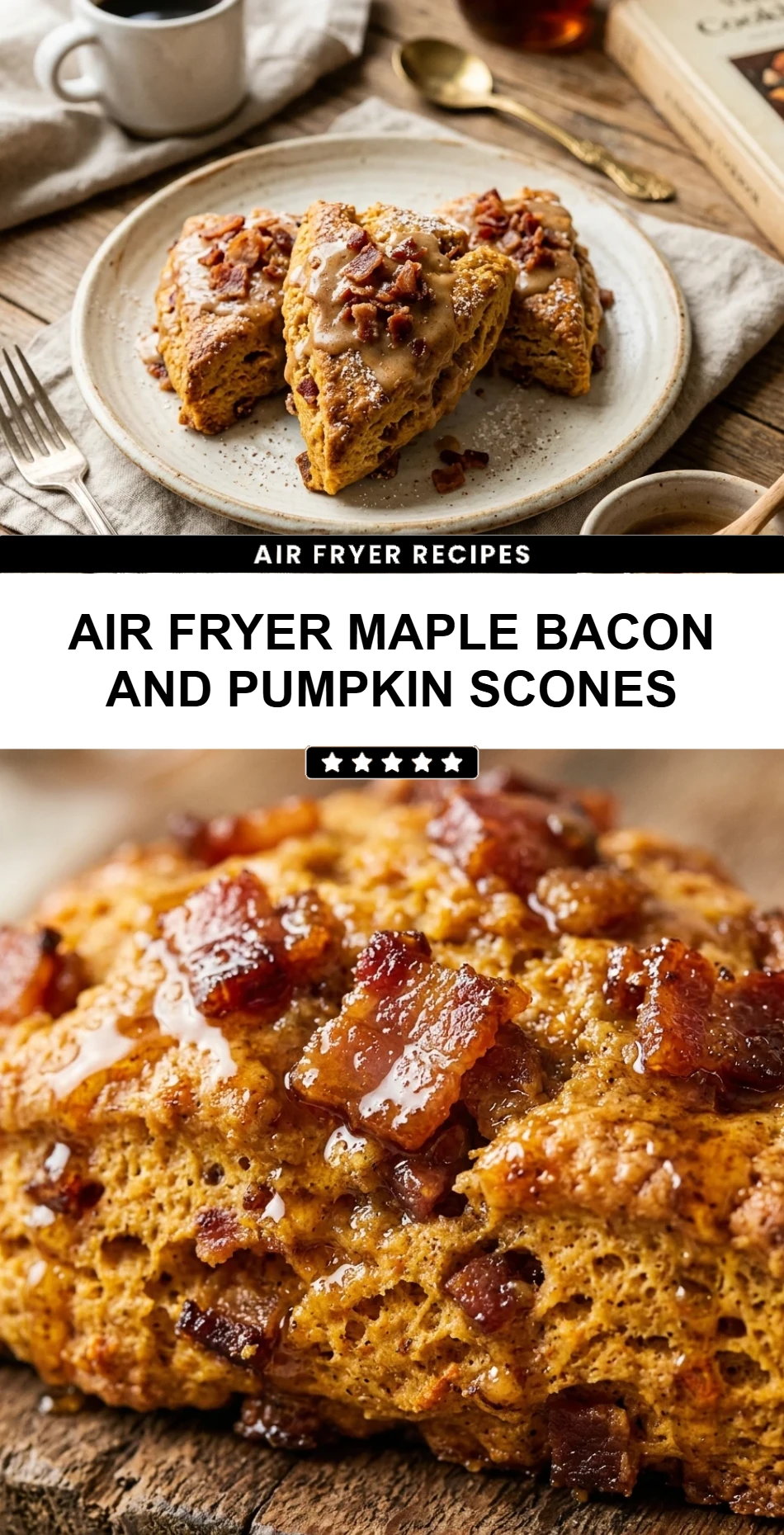 Air Fryer Maple Bacon and Pumpkin Scones