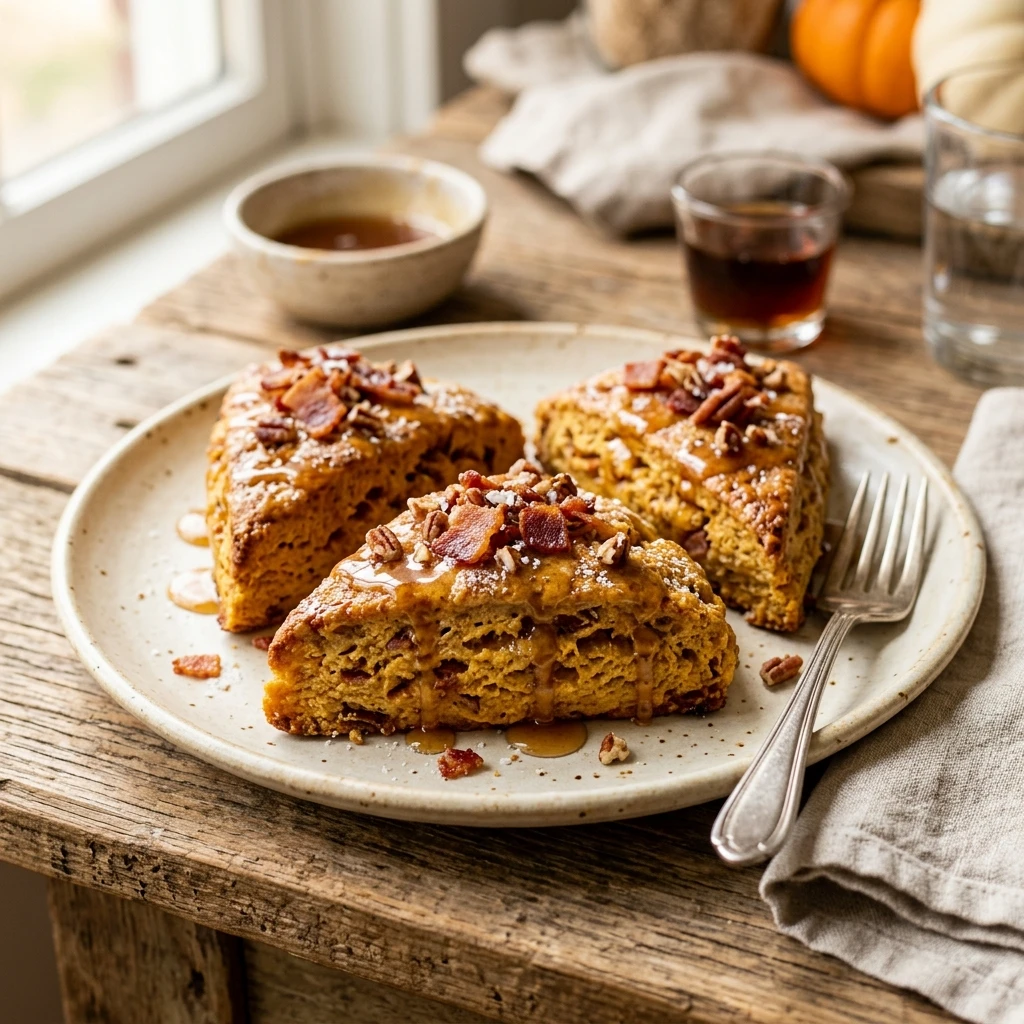 Air Fryer Maple Bacon and Pumpkin Scones
