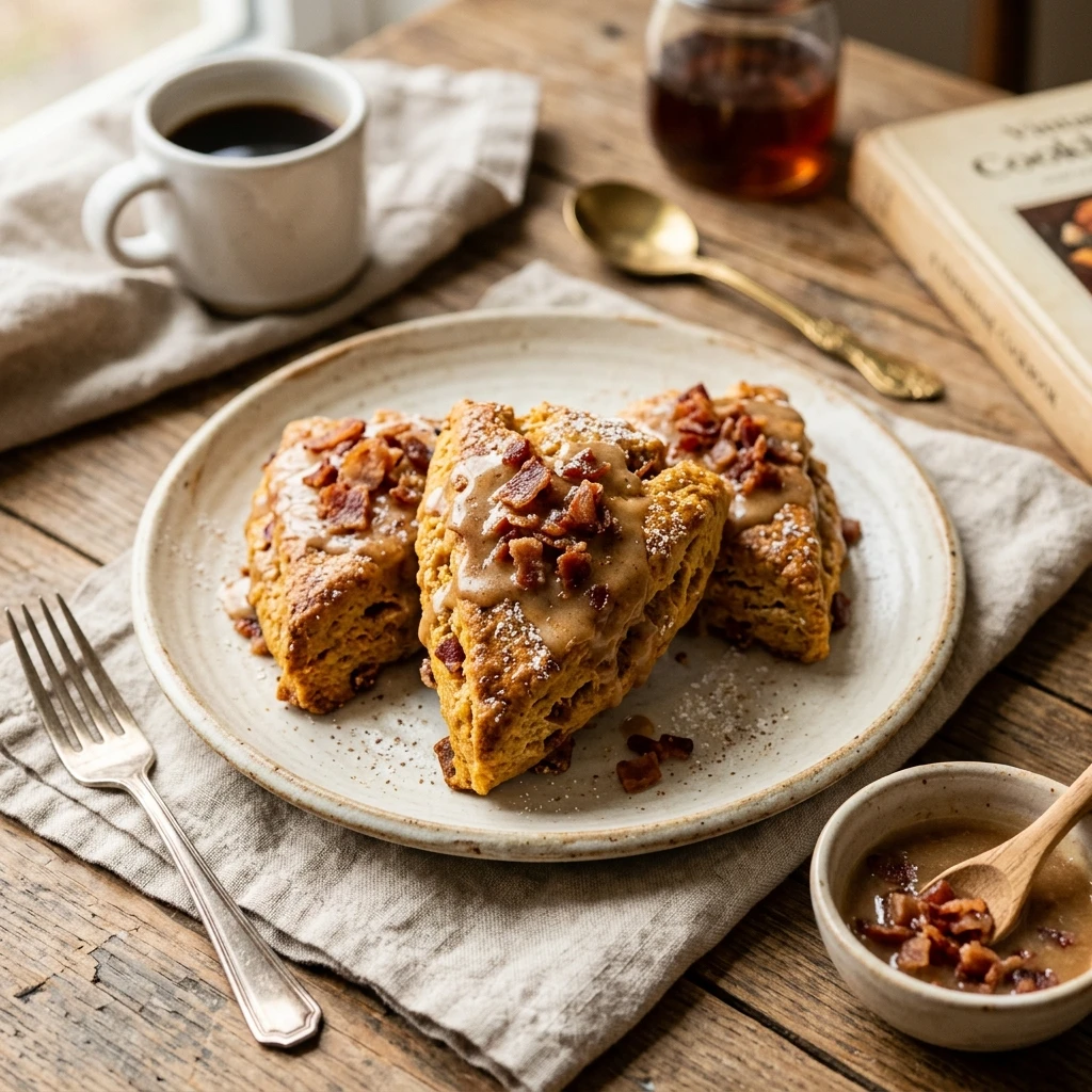 Air Fryer Maple Bacon and Pumpkin Scones