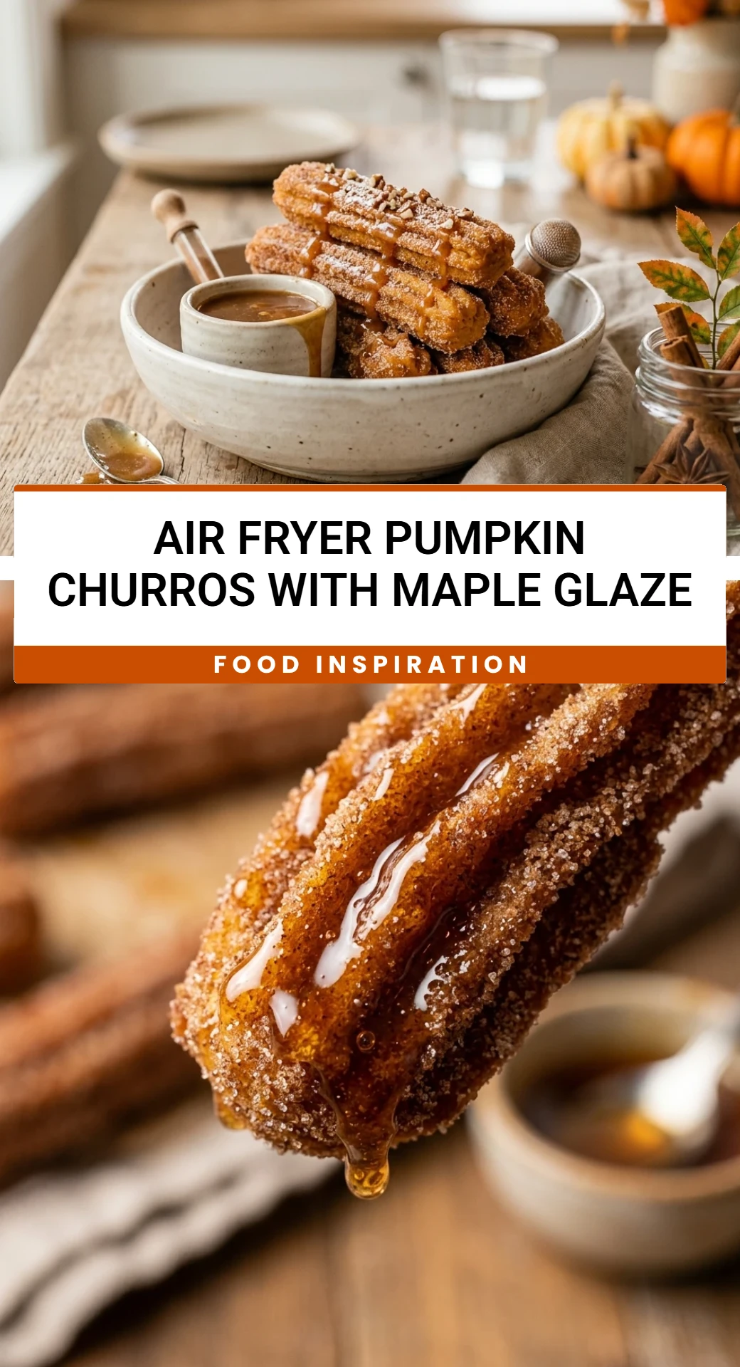 Air Fryer Pumpkin Churros with Maple Glaze