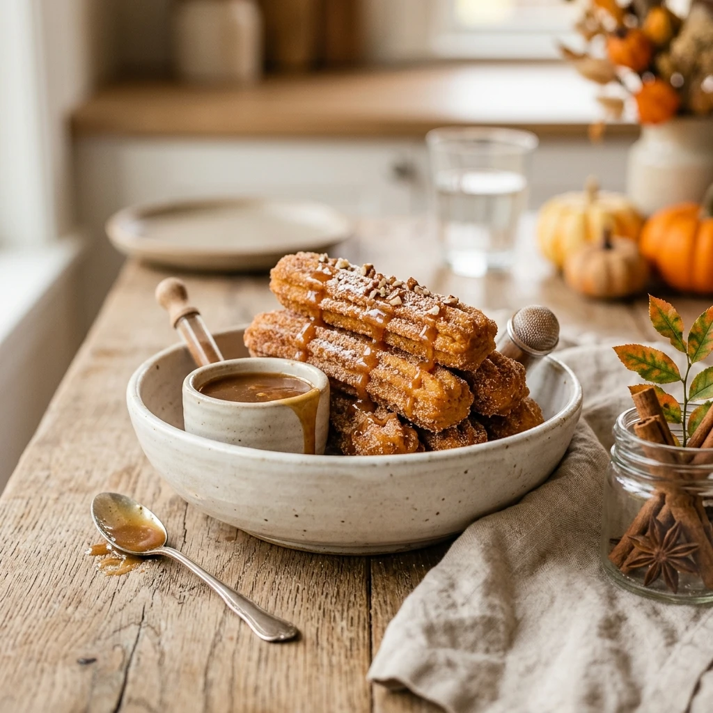 Air Fryer Pumpkin Churros with Maple Glaze