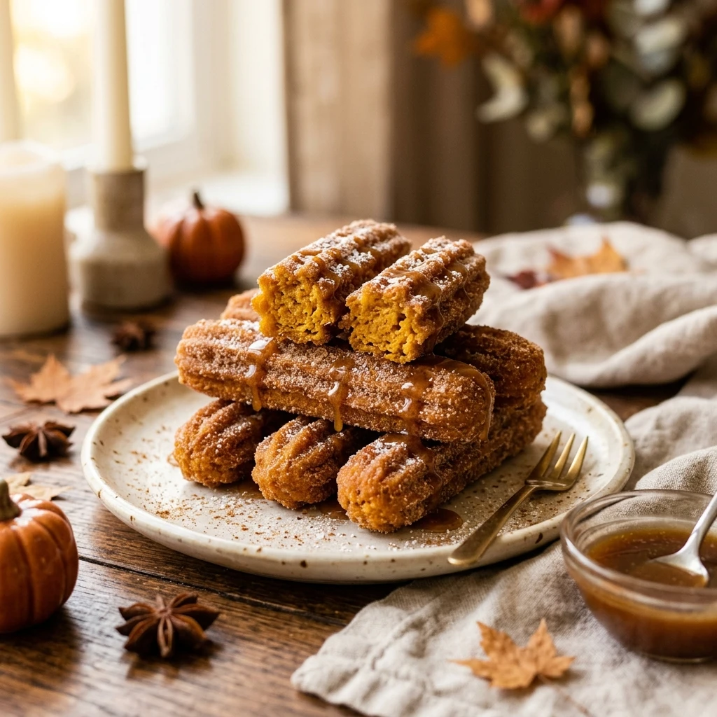 Air Fryer Pumpkin Churros with Maple Glaze