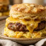 Air Fryer Sausage Egg and Cheese Biscuits
