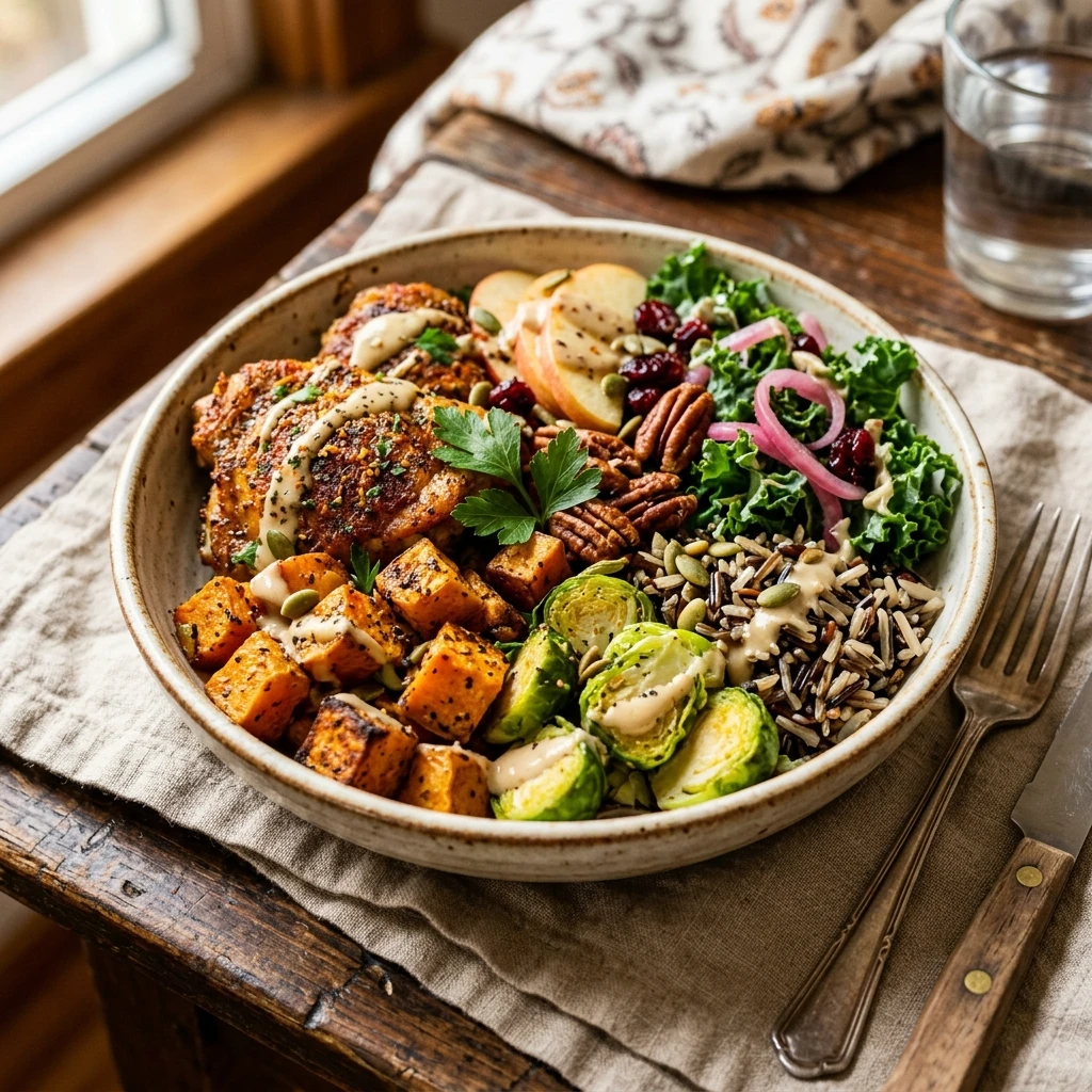 Air Fryer Sweet Potato and Chicken Fall Bowl
