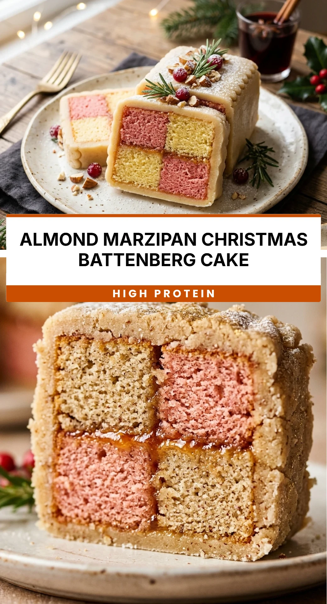 Almond Marzipan Christmas Battenberg Cake