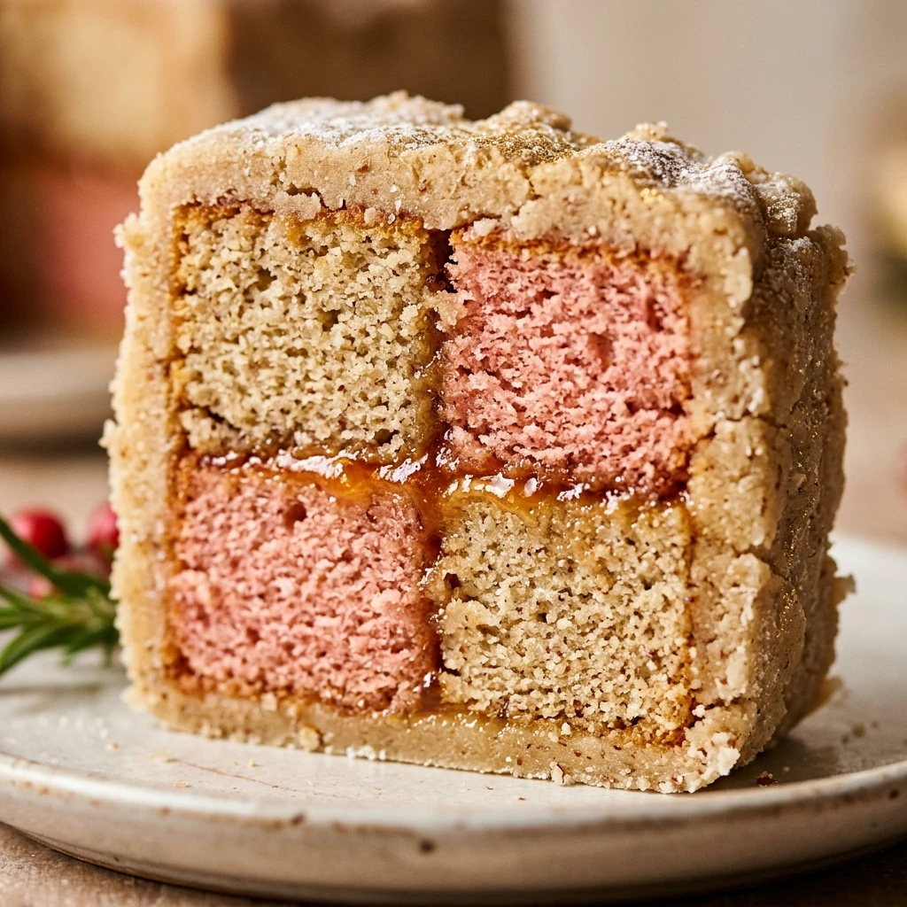 Almond Marzipan Christmas Battenberg Cake
