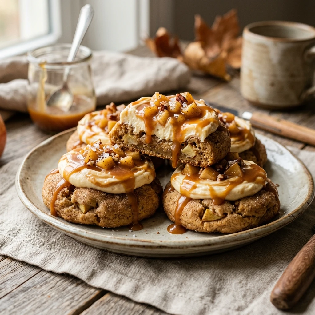 Apple Cider Caramel Cheesecake Cookies