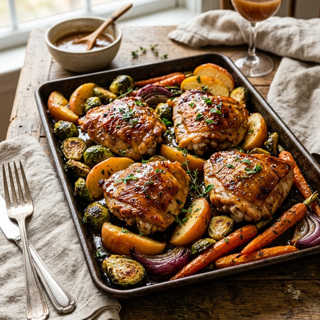 Apple Cider Glazed Chicken Thighs Sheet Pan Recipe