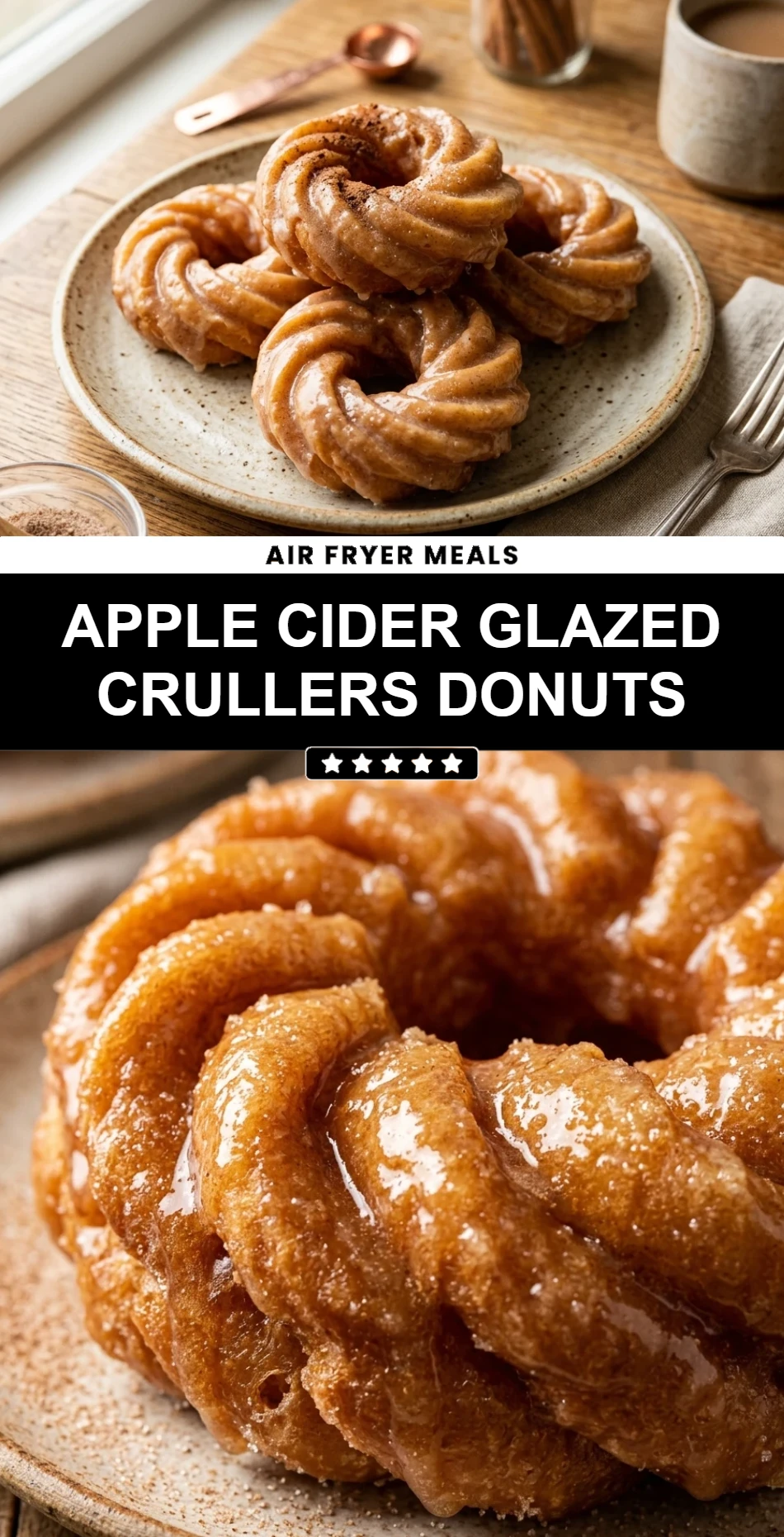 Apple Cider Glazed Crullers Donuts