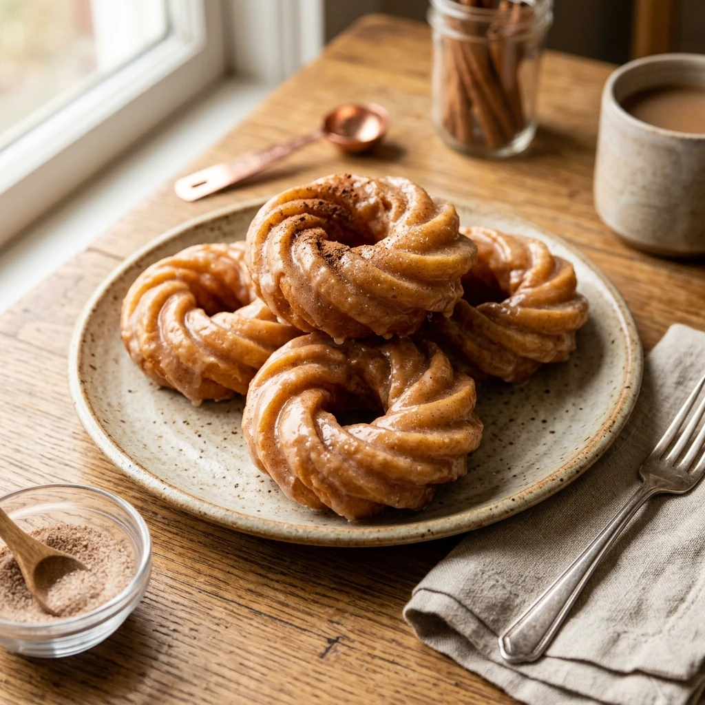 Apple Cider Glazed Crullers Donuts