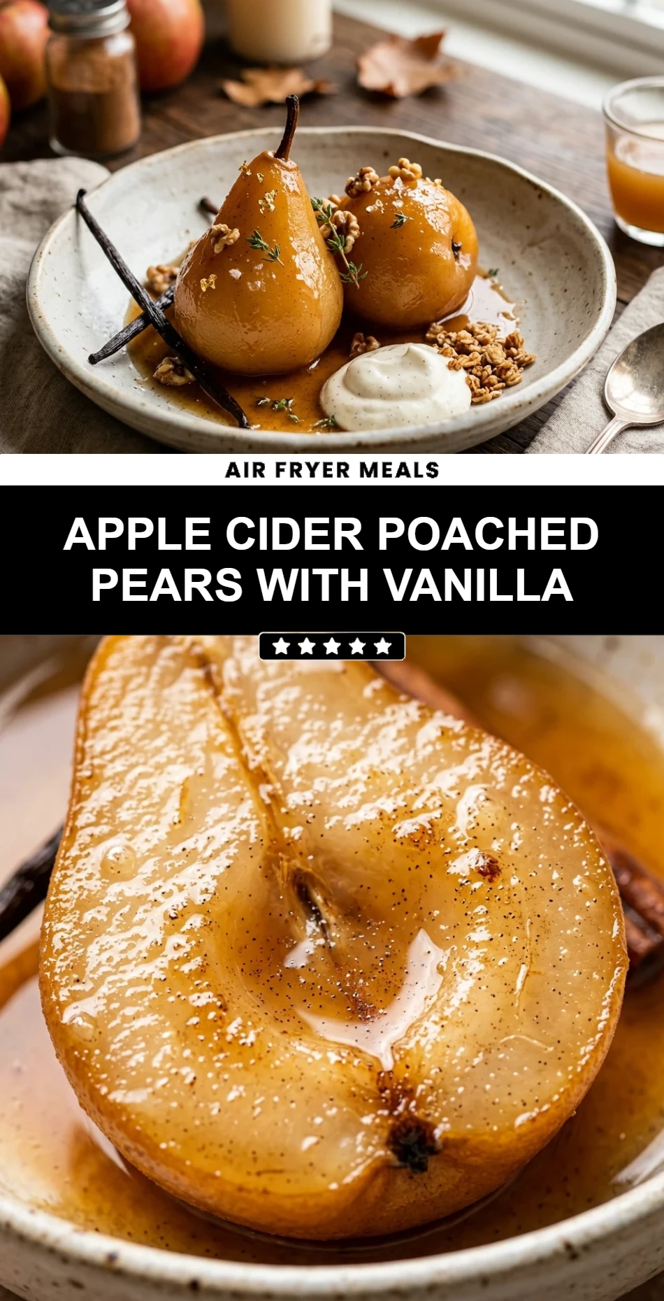 Apple Cider Poached Pears With Vanilla