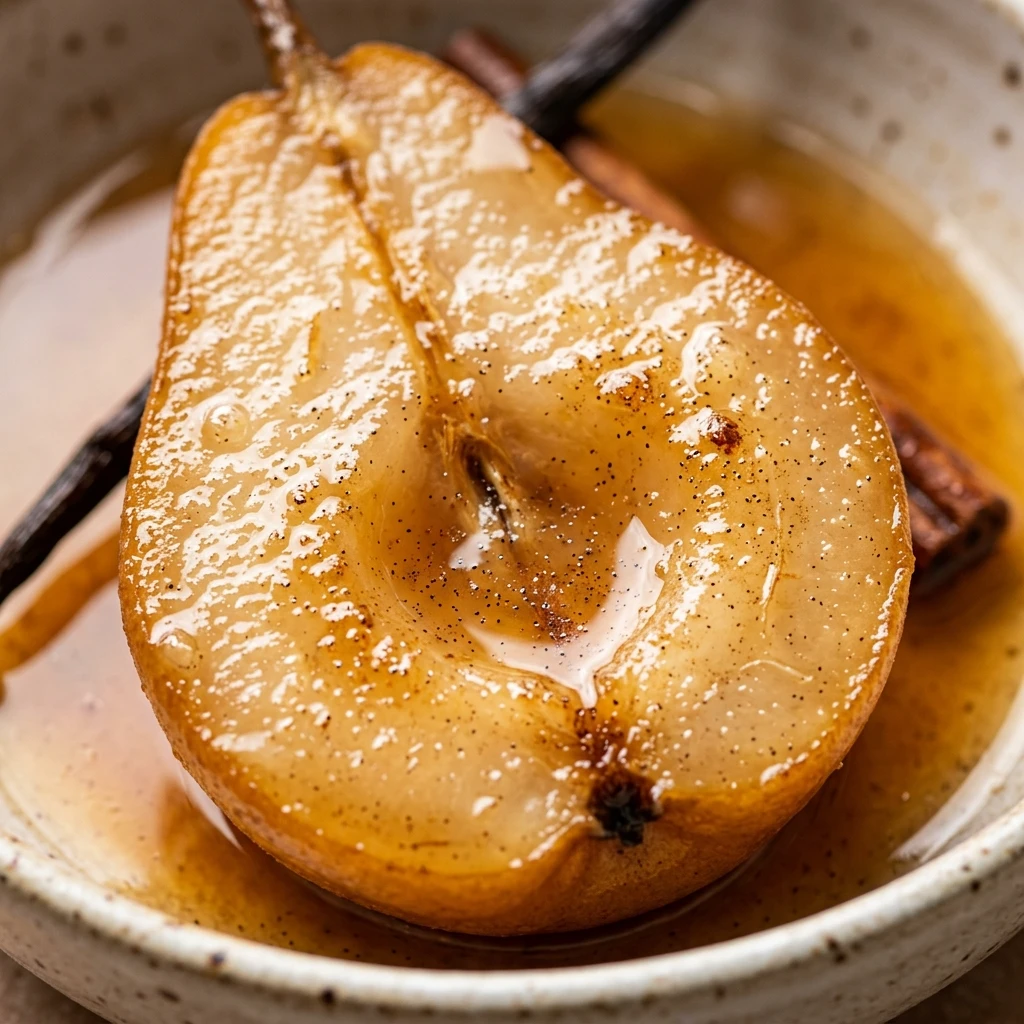 Apple Cider Poached Pears With Vanilla