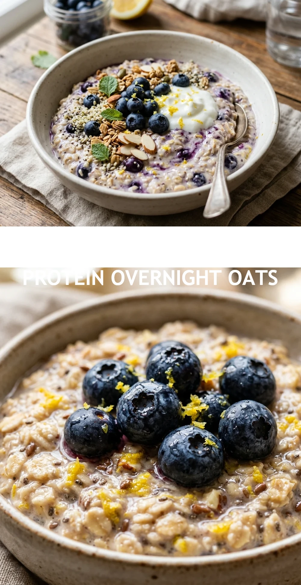 Blueberry Lemon Protein Overnight Oats