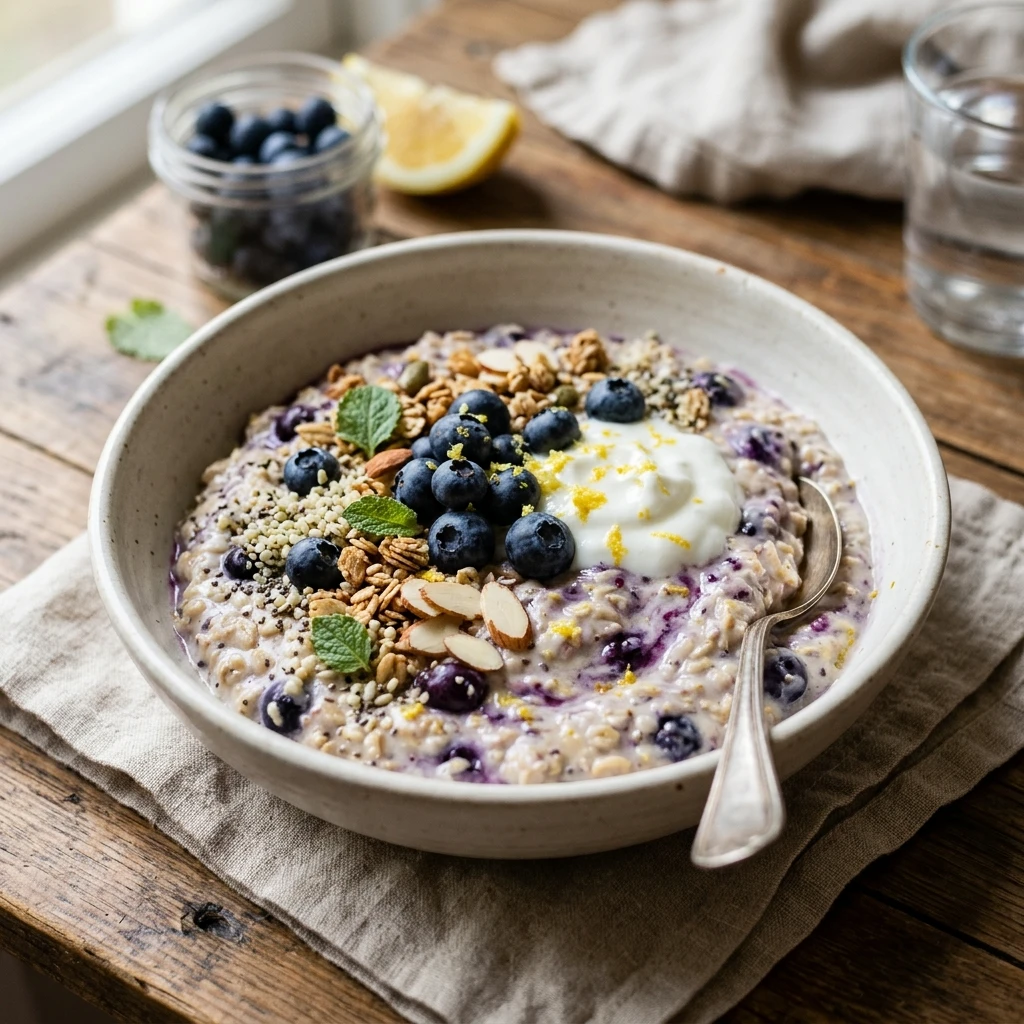 Blueberry Lemon Protein Overnight Oats
