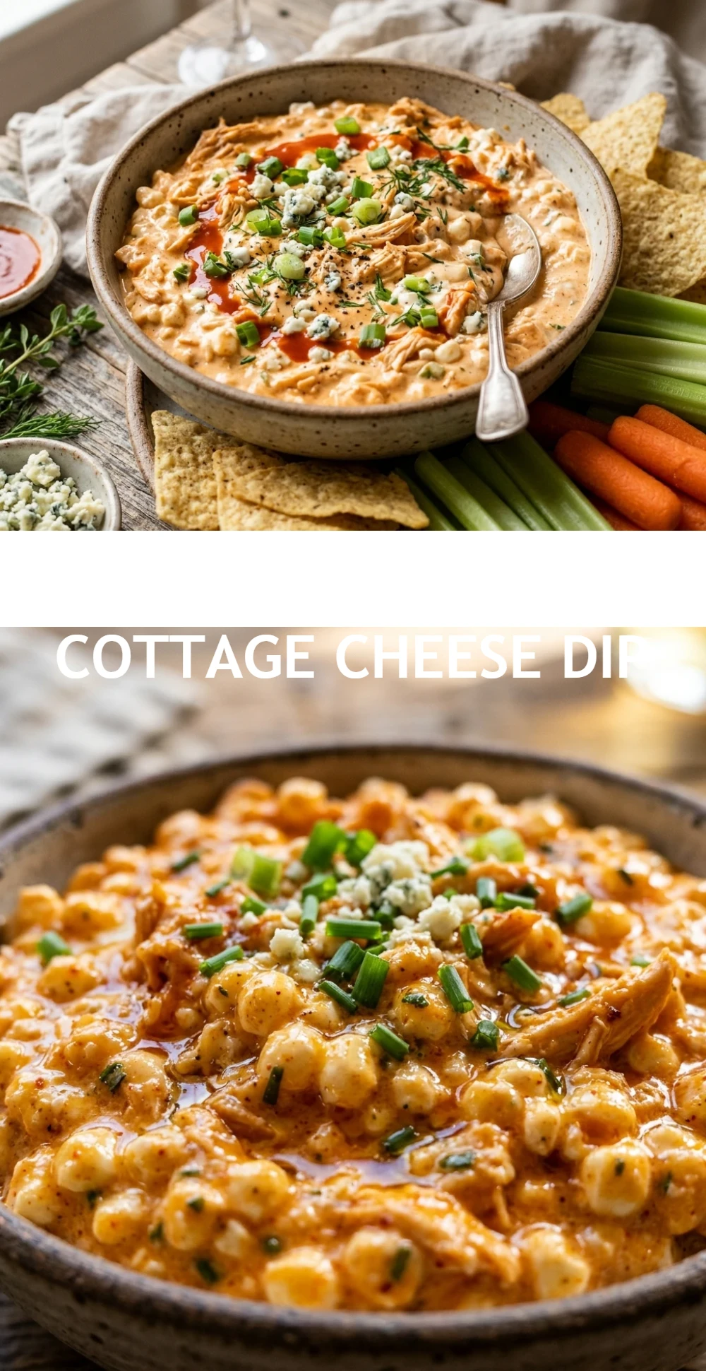 Buffalo Chicken Cottage Cheese Dip