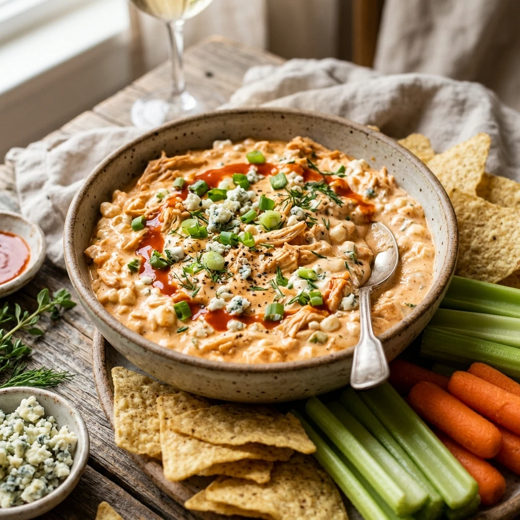 Buffalo Chicken Cottage Cheese Dip