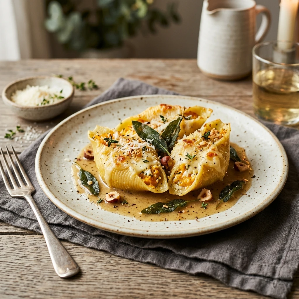 Butternut Squash Stuffed Shells With Sage Butter