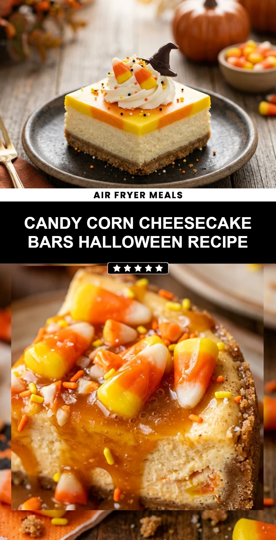 Candy Corn Cheesecake Bars Halloween Recipe