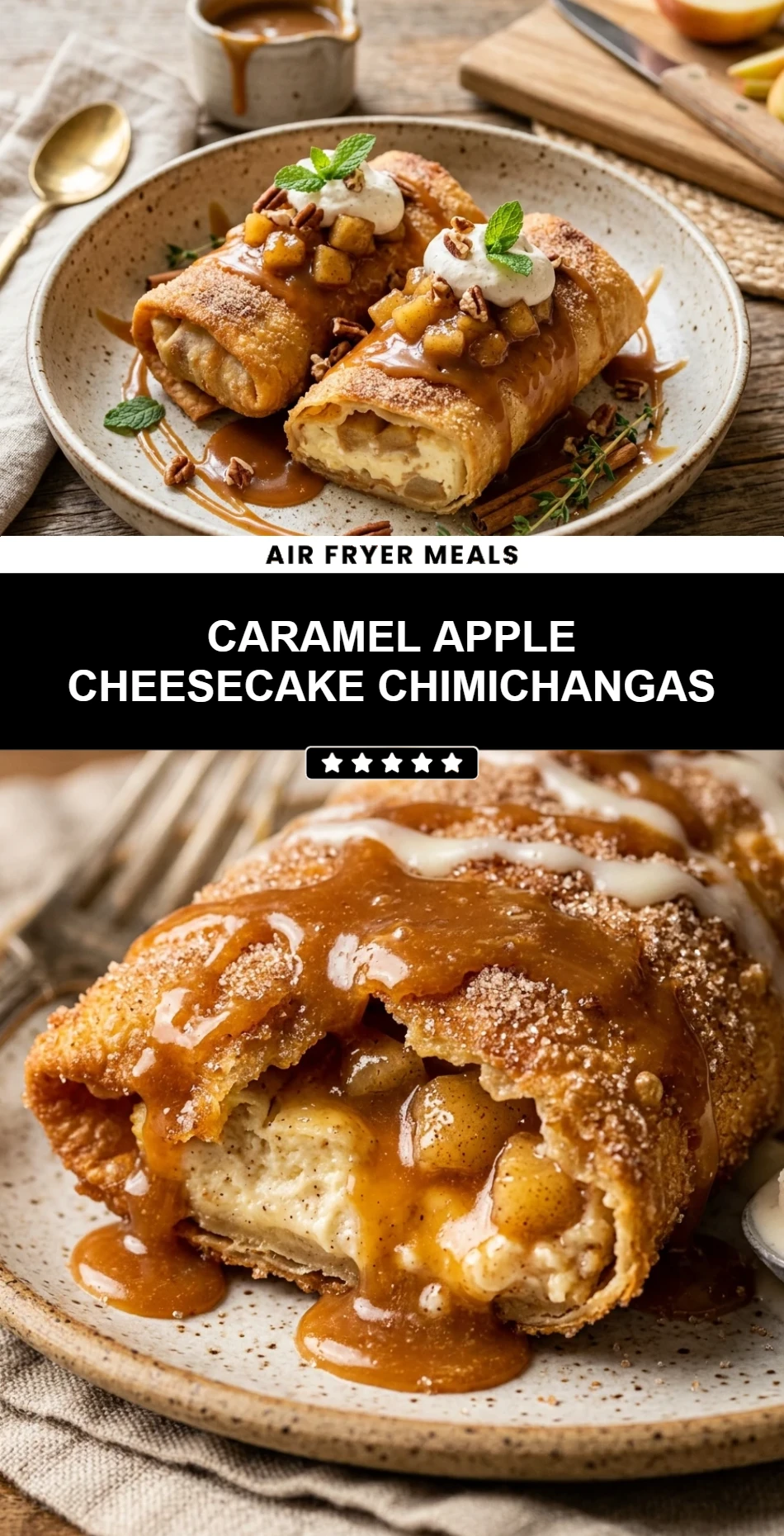 Caramel Apple Cheesecake Chimichangas