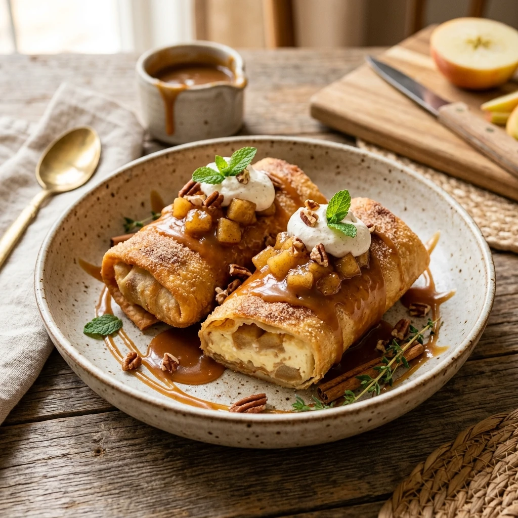 Caramel Apple Cheesecake Chimichangas