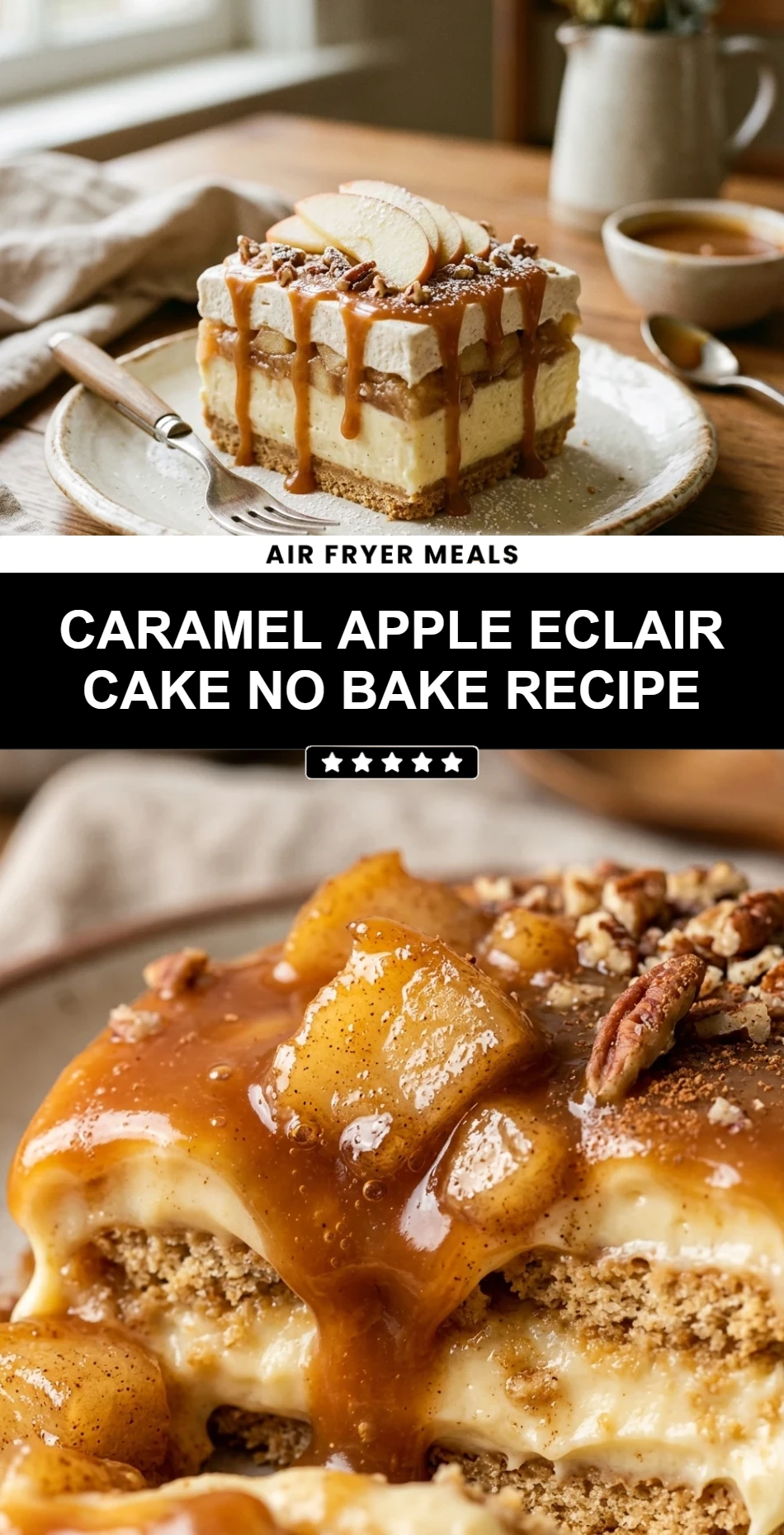 Caramel Apple Eclair Cake No Bake Recipe