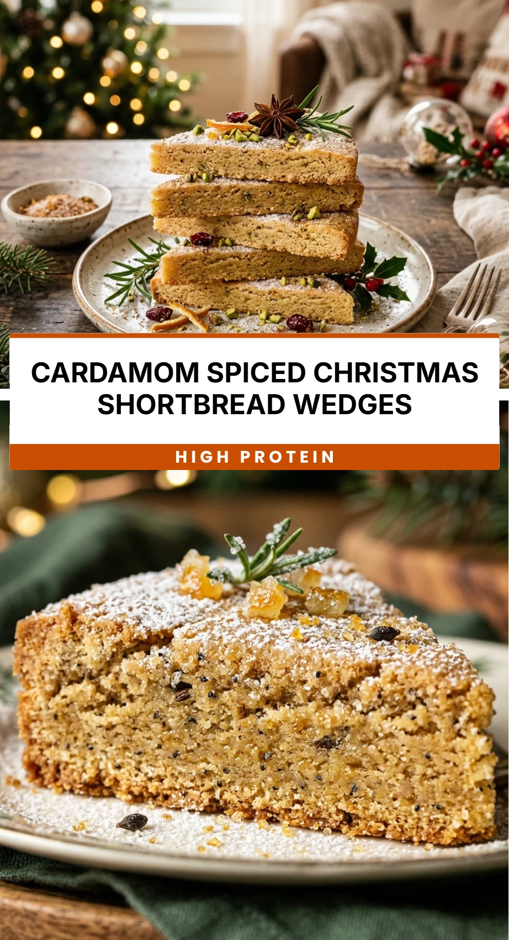 Cardamom Spiced Christmas Shortbread Wedges