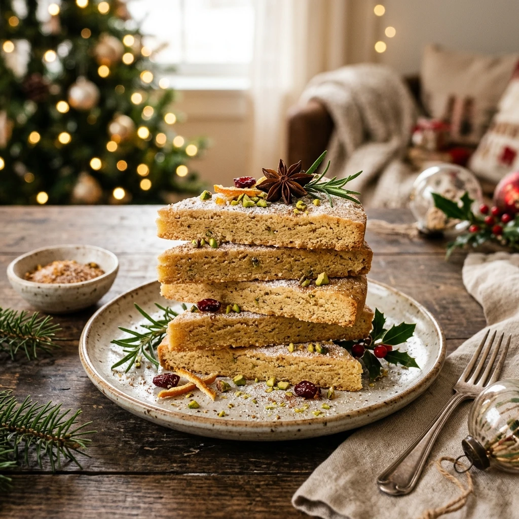 Cardamom Spiced Christmas Shortbread Wedges